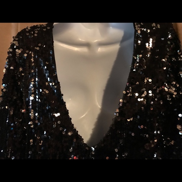 Black & Silver Sequined High-Low Dress-NWT - Picture 6 of 7